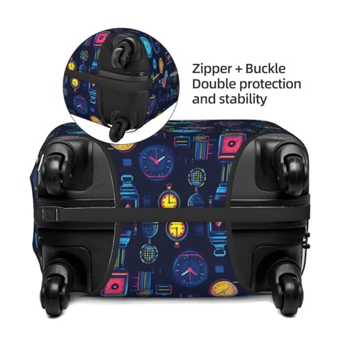 Luggage Cover Protector - Retro Clock Colorful Print Suitcase Covers for Luggage Fit 22-24 Inch Suitcase3