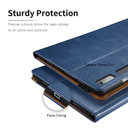 CASAFUNY Hülle für Lenovo Tab P11 Pro 2nd 2022 11.2" TB132FU TB138FC, Premium PU Leder Schutzhülle Book Cover mit Standfunktion Dokumentschlitze für Lenovo Tab P11 Pro (2nd Gen), Blau