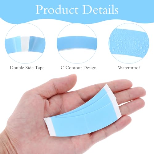 Larrel 60 Stück Perücken Klebeband, Blau Wig Glue Tape Doppelseitiges Klebeband für Perücken Extra Stark Unsichtbar Wasserdicht Perückenband zum Fixieren von Spitzenperücken (7,5 x 3 cm)