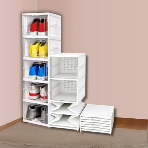 Aliensware 5-Layer Foldable Shoe Organizer Storage Box/Collapsible Shoe Rack/Foldable Closet for Living Room,Study,Bathroom/Storage Organizer for Shoe Boots,Slippers,Sneakers,Books,Aliens (White)