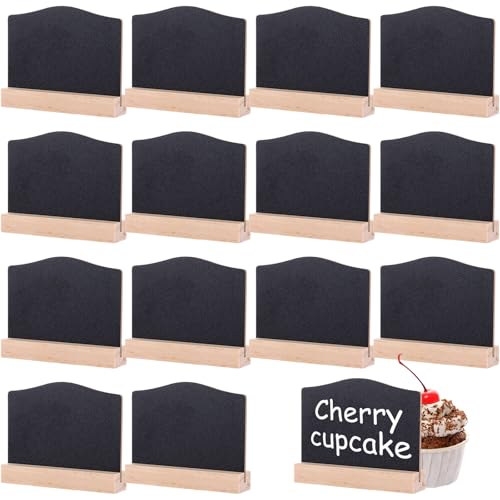 ASelected15Pcs Mini Chalkboard Signs Small Black Chalk Board 10x7.5CM Double Sided Mini Blackboards with Stands for Table Message Tabletop Board for Food Labels Party Table Decoration(Dome Shaped)