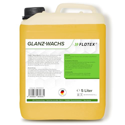 Flotex® - Pflegendes Sprühwachs 5L mit sofort Abperleffekt | Spray Wax Premium Versiegelung | Glanz & Schutz für alle Lacke | Lackpflege und Sprühversiegelung