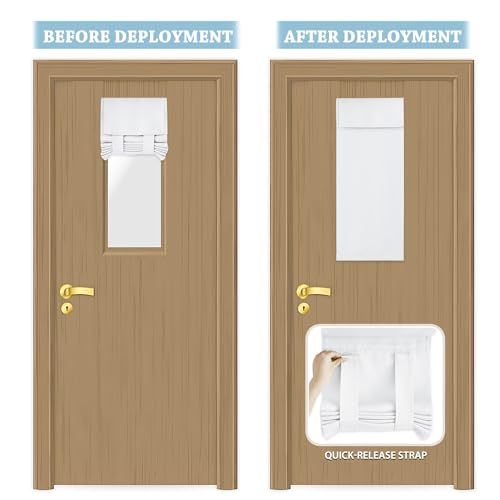 RYB HOME Classroom Door Window Cover, Blackout Shades for Classroom Windows and Doors Cover Lockdown Shades, Room Darkening Design Blocks Views, W 8 x L 36, 1 Panel, Pure White