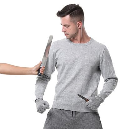 GplHAIN 5 Level Stab Proof Clothing for Protect Personal Safety, Level 5 Hppe Knit Crew Neck Safety Workwear Protective Top, Wear-Resistant/Cut-Resistant, For Police & Security Staff lightgray-2XL
