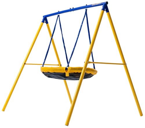 Zero Gravity Kids Swing Set With Sturdy Metal Frame. Garden Fun For Up To 2 Children (UFO Bird Nest)