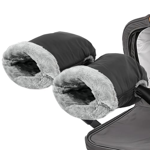 Flintronic Handwärmer Kinderwagen, Schwarz Kinderwagen Handwärmer, Universalgröße Handwärmer, Kinderwagenmuff mit Warm Flanell