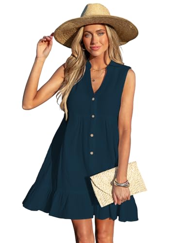 CUPSHE Women Swimsuit Coverup 100% Cotton Ruffle Hem Beach Cover Up Dresses