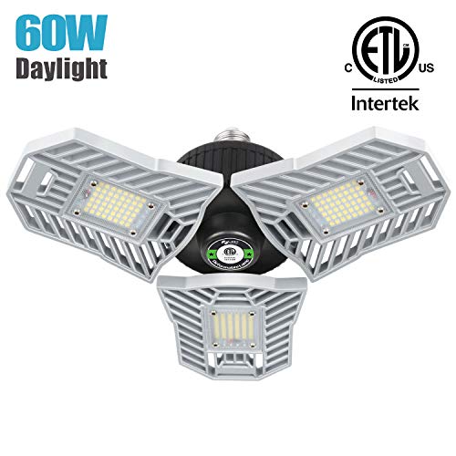 Falive Garage Lighting 60W 6000 Lumens Three Leaf Garage Light Super Bright Led