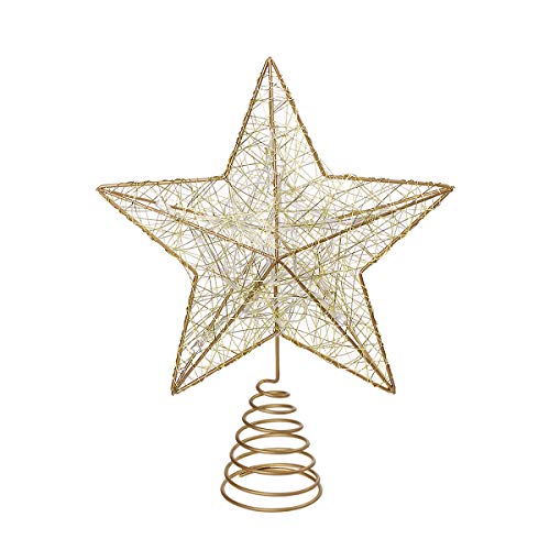 Nicexmas Weihnachtsbaumspitze mit Stern, LED-Beleuchtung, Dekoration, Weihnachtsdekoration, Pentagramm, goldfarben Cover