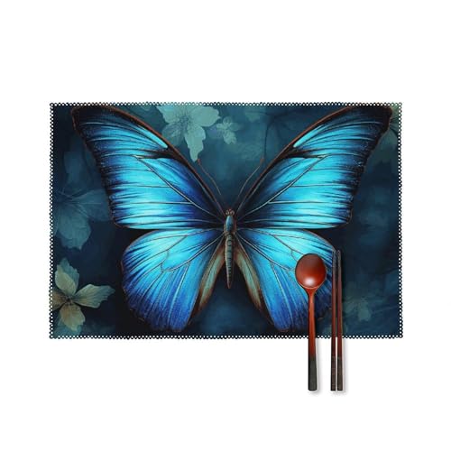 Sets de table anti-tache papillon bleu lot de 6 pour protéger votre table - 2