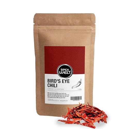 Spicy Welt Peperoncino Bird's Eye Intero (100g) – Peperoncino Piccante per Curry, Salse, Zuppe e Oli Piccanti | Gusto Intenso e Fruttato | 100% Naturale, Senza Additivi