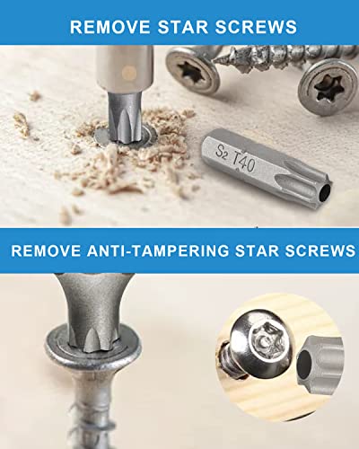Screwdriver Bit Set Tamper Resistant Security Star Bits Set 14-Piece S2 Steel 1 Inch Long 1/4 Hex Shank With Adaptor T15 T20 T25 T30 Star Drill Bit Set #TOP2