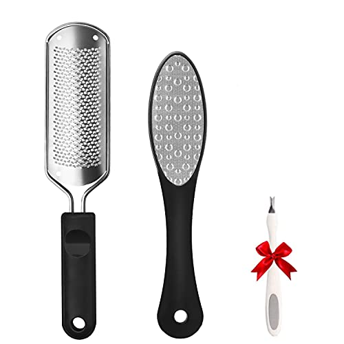 FOLAI Lot de 2 Limes pour pieds, Fichiers de pied, Râpe à pied professionnelle - Callus Remover pour pédicure Acier inoxydable premium Laveur de pieds double face pour enlever la peau morte