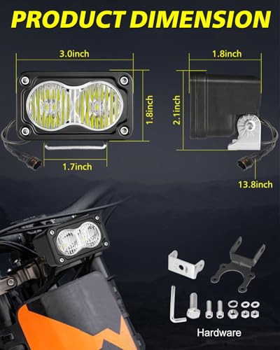 Image of Headlight Kit for Surron Segway X260 3 inch Driving Flood CREE LED Pod | High Intensity CREE LED Pods, Driving Flood Beam 3000K 20W Waterproof E-Bike Head Light for Sur-Ron