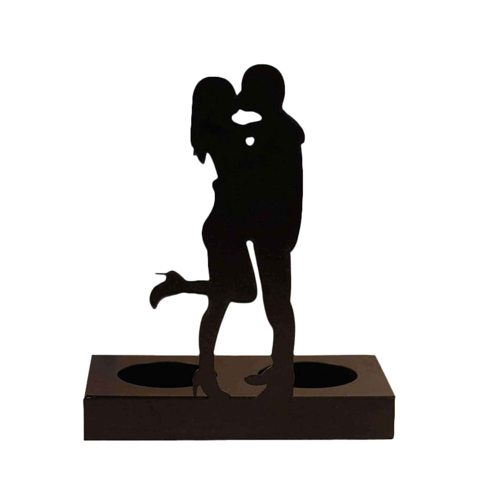 LIBOOI Handcrafted Iron Sculpture Candlestick Ornament, Romantic Art Couple Statue Candle Holders, Wedding Decoration Couple Gifts for Anniversaries Valentines, Kisses