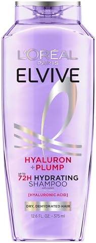 L'Oreal Paris Elvive Hyaluron Plump Hydrating Shampoo for Dehydrated, Dry Hair Infused with Hyaluronic Acid Care Complex, Paraben-Free, 12.6 Fl Oz