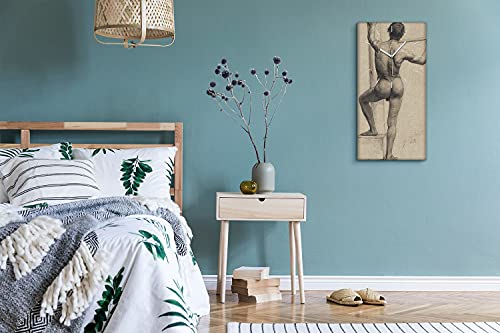 Horloge sur Toile Mains Blanches Art Mural Image Mâle Nu Podium - 5