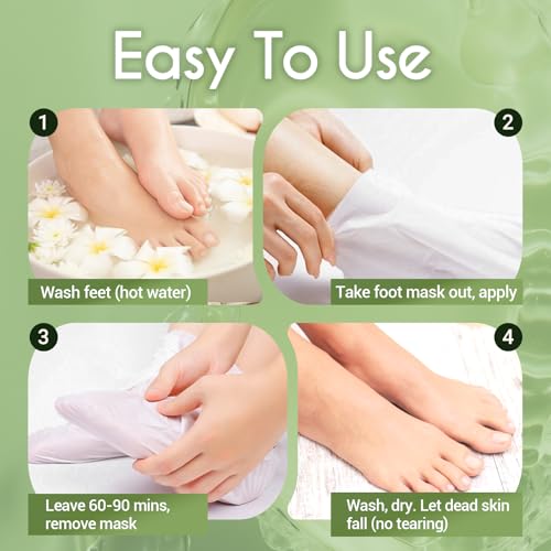 Foot Peel Mask 2 Pairs(Avocado + Aloe vera),Exfoliating foot skin mask is suitable for hard skin,peeling socks, A gift for women and men,Gentle and Moisturizing formula, Remove dead skin and repair he - Image 5