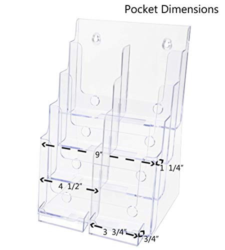 Marketing Holders 4 Tier Stand Paper Flyer Holder Wall Mount Or Countertop Value Pack Of 4 Newspaper Article Display Brochure Pamphlet Rack Organizer Hand Out Magazine #TOP2