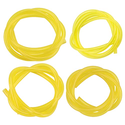 SAVIOR 4Pcs Fuel Line Hose Tube Fuel Hose Pipe Oil Hose for Engines Petrol Hose Transparent Tubing Accessories Chainsaw Blower 2 x 3.5 mm, 2.5 x 5 mm, 3 x 5 mm, 3 x 6 mm Yellow (4 Different Sizes)