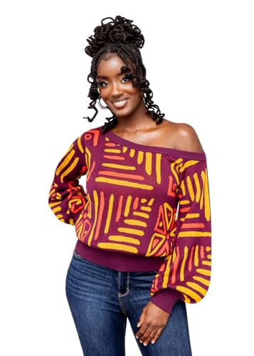 Image of D'IYANU | Hiba African Pattern Ankara Women's Sweater | Traditional Culture with Long Sleeves