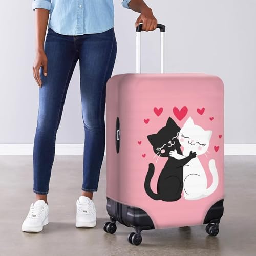 Image of Mumeson Cartoon Cat Luggage Covers Suitcase Protector Zipper Closure Suitcase Baggage Cover 18-32 inch Elastic Protect Luggages Protective