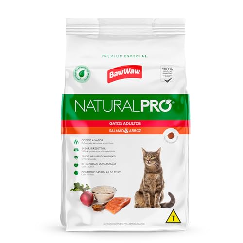 Ração Baw Waw Natural Pro para gatos adultos sabor Salmão e Arroz - 2,5kg