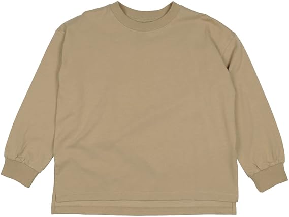 Amazon T2 袖口リブロンt 親子 ペアルック リンクコーデ お揃い おそろい 綿100 Tシャツ 長袖 ビッグシルエット ゆったり 子供服 キッズ ベビー 女の子 男の子 ユニセックス トップス プチプラ リブ袖 リブ 無地 T2 ティーツー Tシャツ カットソー 通販