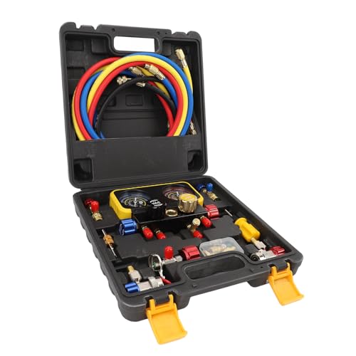 Juego de Manómetros para Aire Acondicionado Profesional, Kit de Herramientas para Medición de Presión en Sistemas HVAC con Refrigerantes R410a, R22 y R134a miniatura 4