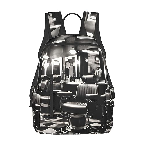 Barber Shop Monochrome Style Print Simple And Lightweight Leisure Backpack, Men'S And Women'S Fashionable Travel Backpack
