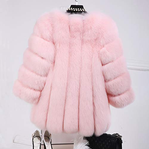 iYYVV Women Winter Warm Fashion Solid Jackets Short Stitching Button Faux Fur Coat - Thumbnail 6