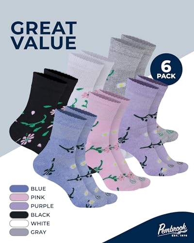 Image of Pembrook Bamboo Viscose Diabetic Socks for Women & Men - 6 Pairs | Breathable Wide Non Binding Plus Size Socks | Loose Fit