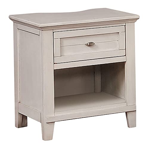 Furniture of America Gamora Wood 1-Drawer Kids Nightstand in Antique White