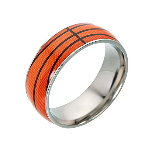 Men Women Stainless Steel Wide 8mm Black Silver Sporty Basketball Patteren Domed Design Men Women Cool Streetwear Party Jewelry Carving Basketball Ring for Men Sport Souvenir Gifts for Men Men Women Stainless Steel Wide 8mm Black Silver Sporty Basketball Patteren Domed Design Men Women Cool Streetwear Party Jewelry Carving Basketball Ring for Men Sport Souvenir Gifts for Men