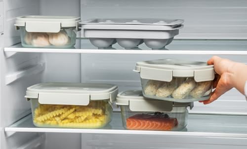 Image of LocknLock Nestopia Airtight Food Storage Container Set - 920 ml x 3, Nestable Stackable Modular Storage Box, BPA-Free with Measurement Markings, Microwave Freezer Dishwasher Safe