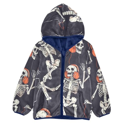 Headphones and Skeleton Girls Fleece Jacket Girls Fall Jacket Girls Zip Up Hoodie Girls Sherpa Jacket 2-10T