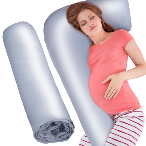 Windkream Silky Satin Pregnancy Pillow Cover L Shaped (Only Pillowcase)