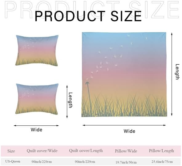 Miniatura 6 de Juego de funda de edredón tamaño matrimonial, 3 piezas de microfibra ligera y suave para todas las estaciones (tamaño matrimonial, 80 x 90 pulgadas,