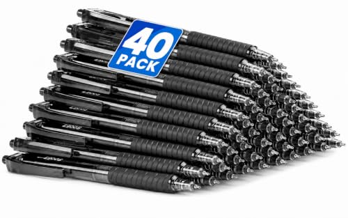 Image of Sooez 40 Pack Bulk Pens Ballpoint, Smooth Writing Pens with Soft Grip | Retractable Blue Ink Pens, Medium Point 1.0mm Pen for Journaling, Ballpoint Pen Office Supplies