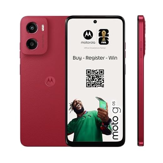 Motorola Moto g05 Smartphone (Kratzfestes 6,67 Zoll HD+ Display Dank Corning Gorilla Glass 3, wasserabweisend, 50-MP-Kamera, 4/64 GB, 5100-mAh-Akku, TurboPower-Aufladen) Plum Rot, inkl. Schutzcover