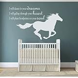 DIY Autocollants muraux Sticker mural de rêveJe danserai dans vos rêves avec une image de cheval au galop 42x67cm Stickers muraux enfants Mural pour Maison Chambre