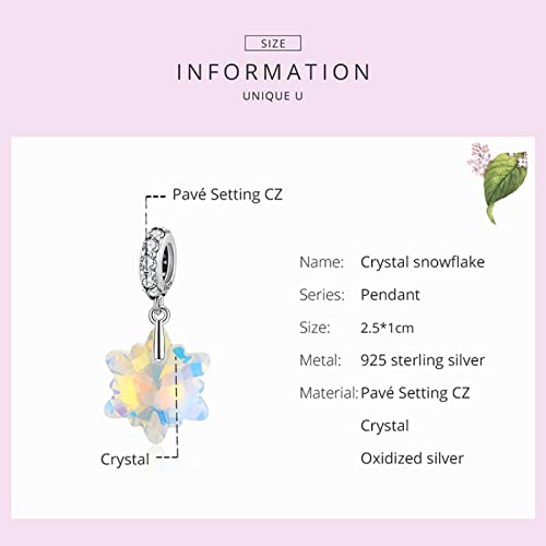 Pendentif flocon de neige en argent 925 massif et cristaux de haute joaillerie