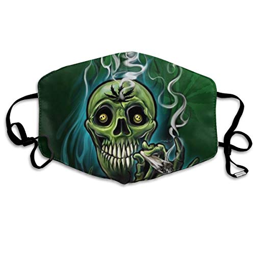 Comfortable Adjustable Happy Skull Head Smoking Marijuana Leaf Weed Green Facial Decorations For