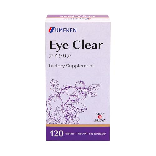 Umeken Eye Clear Dietary Supplement, Blueberry Extract, Lutein, Zeaxanthin, Ginkgo, Vision Supplements for Adults, Eye Vitamins, 2 Months Supply, 120 Tablets, Pack of 120