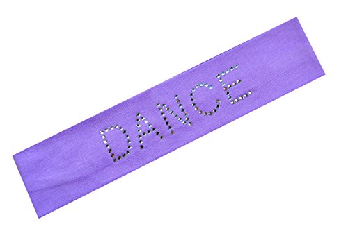 Funny Girl Designs DANCE Rhinestone Cotton Stretch Headband From (Lavender)