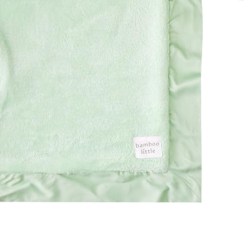 Image of Ultra-Soft Lovey Security Blanket Plush, Satin Trim 16x16 Sage