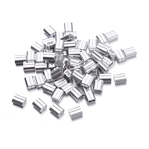 Hohopeti 100piezas Hebilla De Aluminio Con Doble Orificio Para Unión De Cuerda De Acero Para Atar Objetos Aproximadamente Diseño