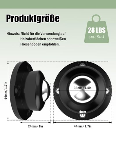TRVL FIELDER Selbstklebende Lenkrollen, 360° schwenkbare Räder für Möbel, 1\ Stahl-Universalrad, 28 LBS Tragfähigkeit pro Rad, Niedrigprofil-Rolle für Büro-Küchengeräte-Lagerbehälter (8 PCS, schwarz)