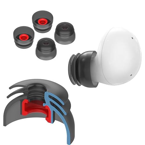Premium Multi-Flange Eartips for Galaxy Buds2/Galaxy Buds FE (Black) – Always Fits, Never Slips