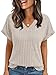 Cuptacc Tshirt Damen Basic Damen Tops Sommer V Ausschnitt Oberteil Kurzarm Elegantes T-Shirt Leicht Top Aprikose L 42-44